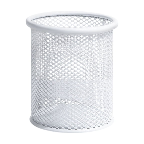 White Pen Holder Office Desktop Student Cup Storage Box Large Capacity Extra Wire Mesh Minimalist Pencil Stationery