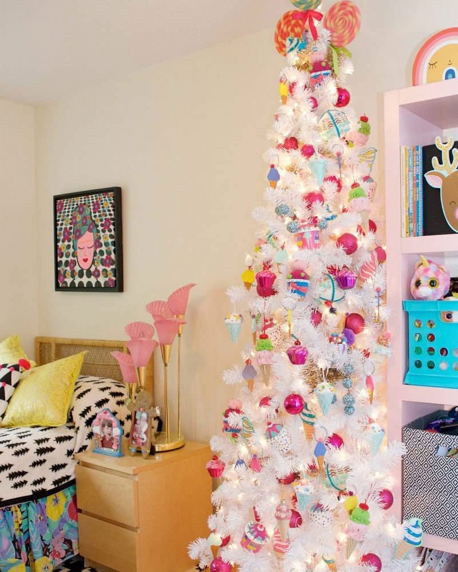 White Pencil Artificial Christmas Tree Skim Milk Pencil 6 Ft Pre