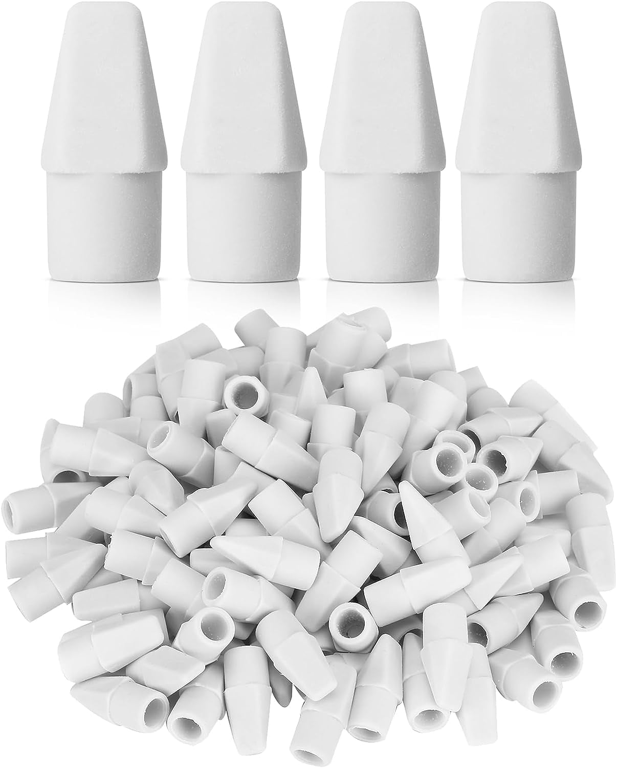 White Latex-Free Arrow Shaped Pencil Eraser Caps, 120 Pieces