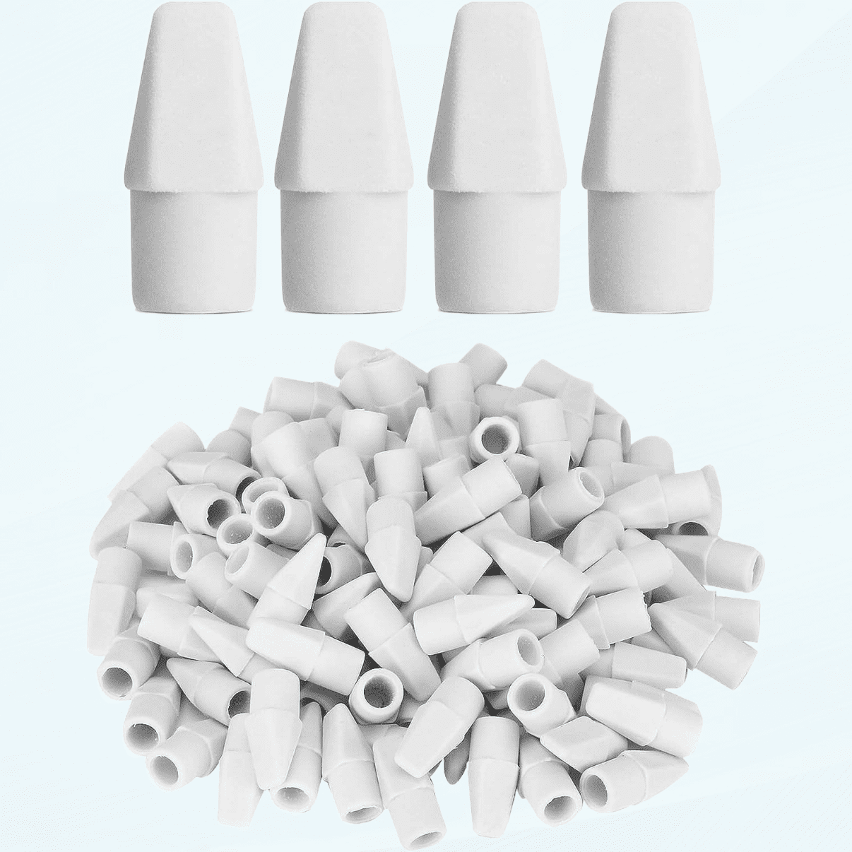 White Latex-Free Arrow Shaped Pencil Eraser Caps, 120 Pieces