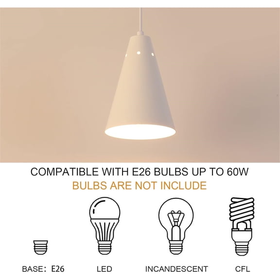 White Pendant Lights Kitchen Island,Dining Room Light Fixtures Over Table 3 Pack with Cone Metal Shade, Modern Farmhouse Mini Chandeliers,Adjustable Cord Hanging Lighting for Bar,Sink