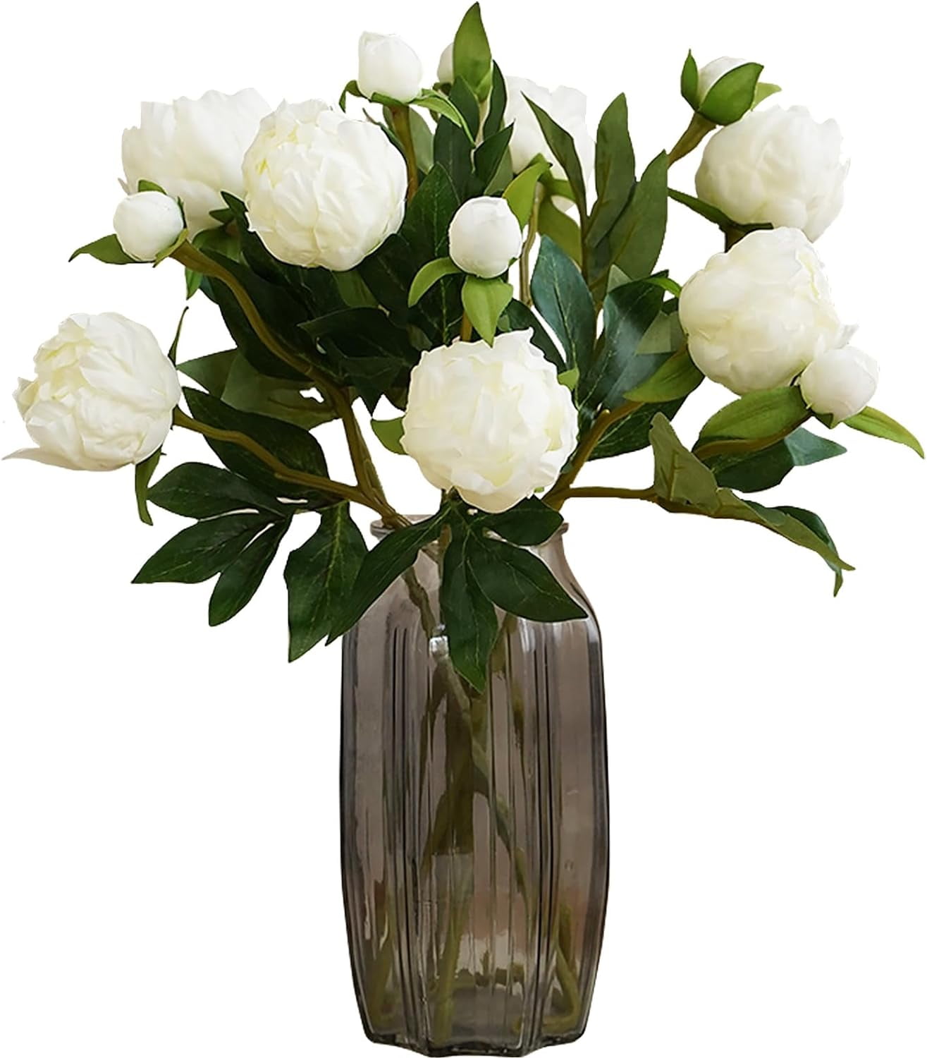 White Peonies Artificial Flowers Peony Silk Flowers Fake White Flowers for Wedding Centerpieces for Tables Centerpieces Bridal Shower Party Decorations (White)