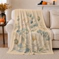 thumbnail image 1 of White Peony Branches with Teal Leaves, Elegant Botanical Style for Flower Lovers, Soft Floral Garden and Mother's Day Gift, Cozy Flannel Blanket for Bedroom and Sunroom, Home Decor, 1 of 9