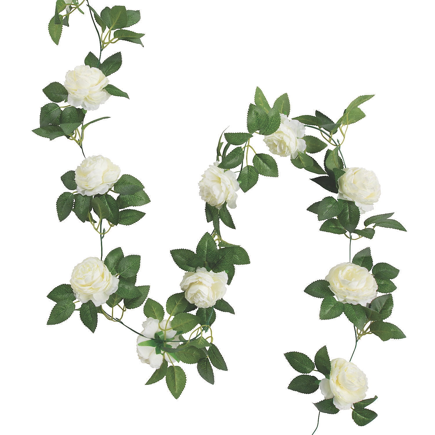 White Peony Floral Garland 6Ft Home Decor 1 Piece