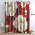 thumbnail image 1 of White Peony Flower Blackout Curtains For Bedroom Decor, Retro Floral Curtain Grommet Curtains, Spring Botanical Floral Drapes Thermal Insulated For Living Room 26"W x 63"L (Pack of 2), 1 of 6