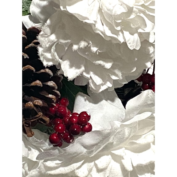 White Peony Pinecone and Berry Bush by Ashland