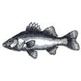 thumbnail image 1 of White Perch Fish Embroidered Iron On/Sew patch [5" x 2.5"], 1 of 2