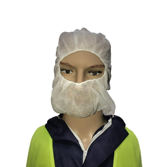 White Personal Protection Safety Hoods, Disposable, 21" 1000 Pieces