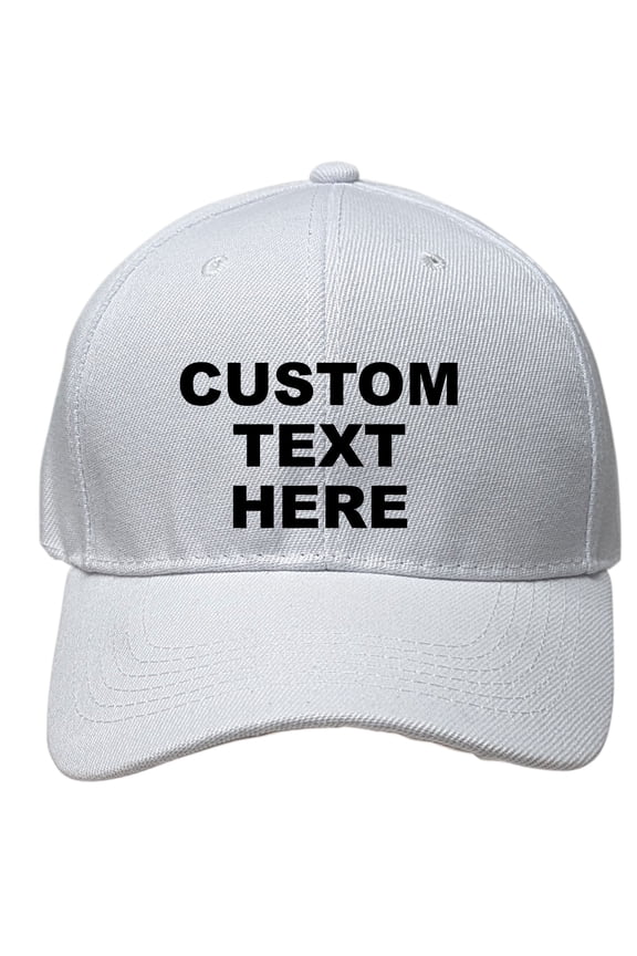 White Personalized Text Embroidered Unisex Baseball Cap, Adjustable Hat, Custom Text