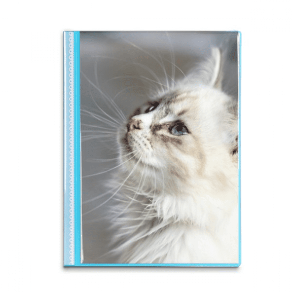 White Pet Cat Animal Profile Cute Stare Book Sheet Protectors Portfolio Binder Folder