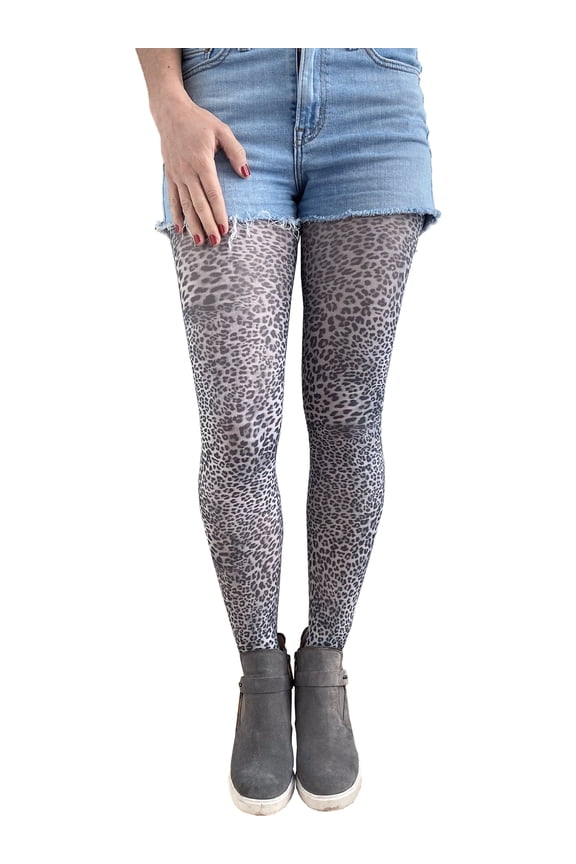 White Petite Leopard Patterned tights for Women Malka Chic