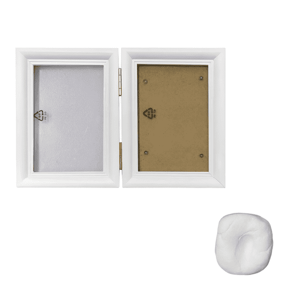 White Pets' Memory Frame, Dual Foldable Paw Print Frame Kit with Soft Clay Impression Pad, Excellent Wood, Transparent Glass, Elegant Home Decor, Unique Personalized Pet Present for Pet Lovers