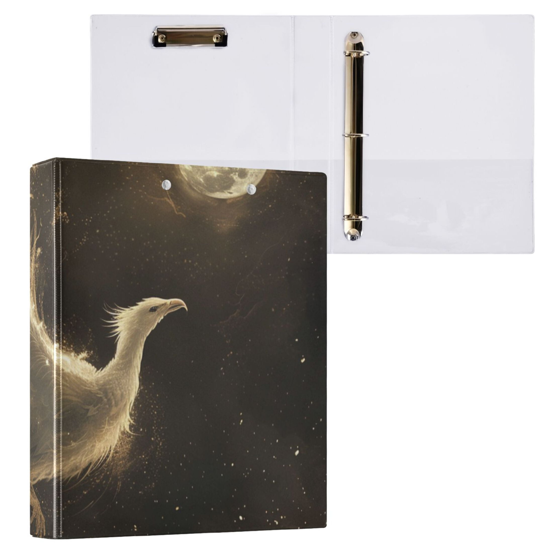White Phoenix 3 Ring Binders 1.5 inch Hardcover File Folders with Interior Pockets A4 Size Organizer for School Office Hospital