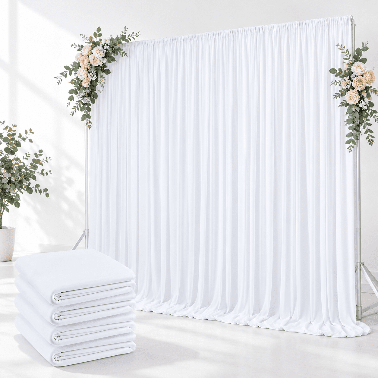 Studio Current Backdrop White Photo Studio Backdrop, 5'(W) x 8'(H), 4 Panels, Wrinkle-Free ...