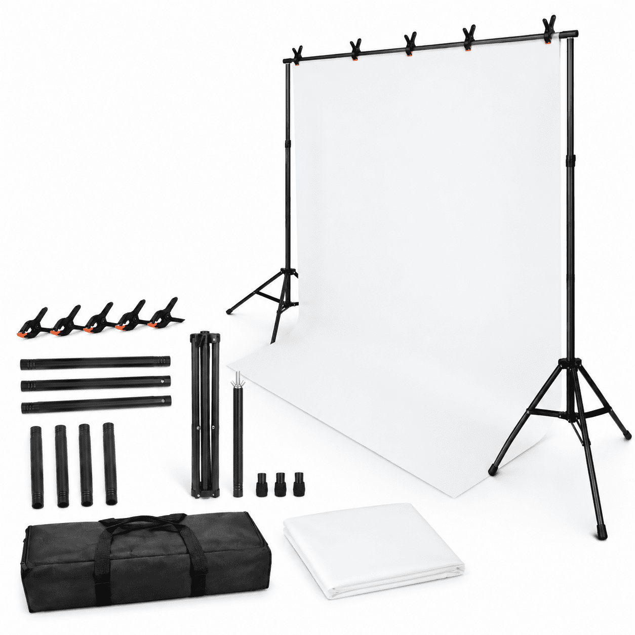 White Photo Studio Backdrop with T-Shape Stand, 5 x 7 Ft Portable ...