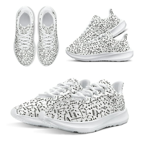 White Piano Keys Music Symbols Design Brand Running Shoes Casual Sneakers For Music Lovers Music Festival Gifts