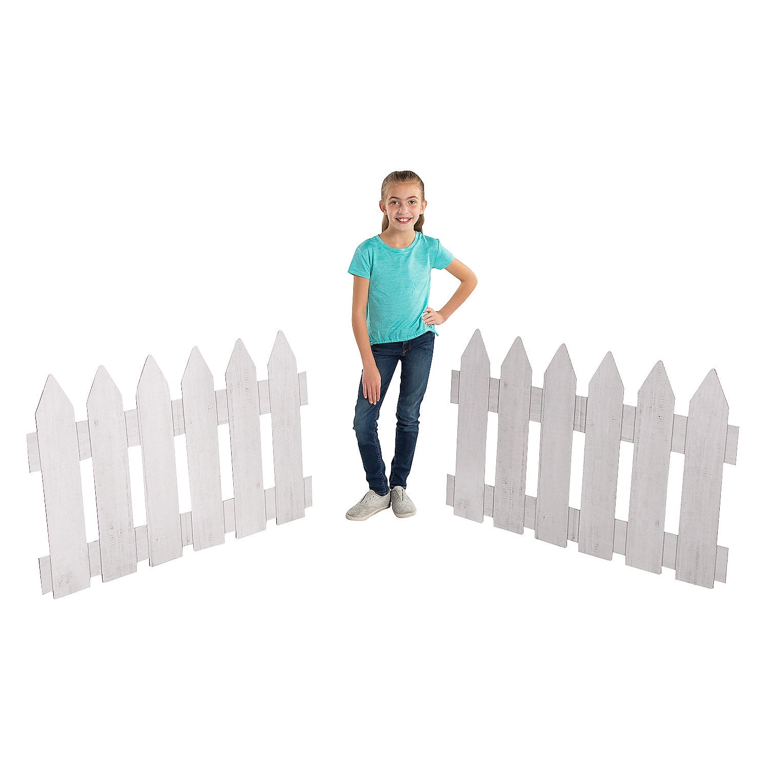 White Cardboard Picket Fence Stand-Up Set