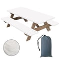 thumbnail image 1 of White Picnic Table & Bench Cover Set 3 Piece, Stretch Polyester Elastic Edge, Water Resistant Wipeable Fabric, Protects Furniture for Garden Camping, Easy Carry Bag, Housewarming Gift for Host, 1 of 6