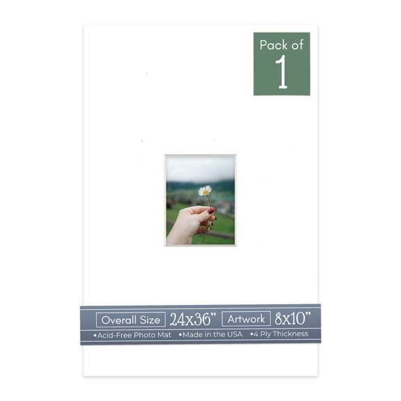 White Picture Frame Mat for 24x36 Frames - Fits 8x10 Photos - 1 Mat