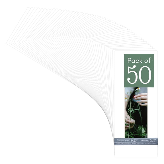White Picture Frame Mat for 8x20 Frames - Fits 5x15 Photos - 50 Mats