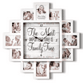 thumbnail image 1 of White Picture Frame Photo Collage Clock - 12 Slots, Farmhouse Wall Decor, Wall Clock for Living Room, Bedroom, Kitchen, Office (Family Time, 20"x20"), 1 of 8