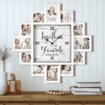 thumbnail image 1 of White Picture Frame Photo Collage Clock - 12 Slots, Farmhouse Wall Decor, Wall Clock for Living Room, Bedroom, Kitchen, Office (Together, 20"x20"), 1 of 8