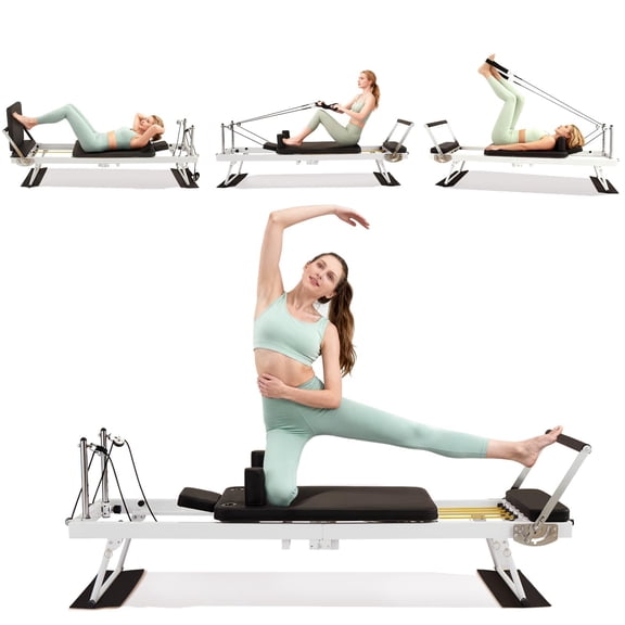 White Foldable Household Pilates Reformer Machine