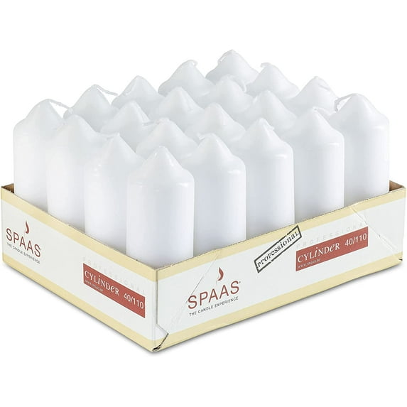White Pillar Candles 20 Pack, 1.5x4 inch Unscented White Candles for Home, Party, and Wedding