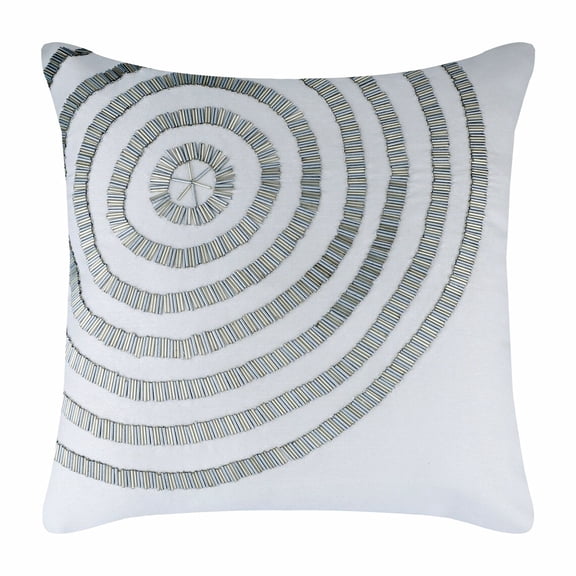 White Pillow Cover 22x22 inch (55x55 cm), Spiral Pipe Beads Pillow Covers, Art Silk Square Throw Pillow Covers, Geometric Pillow Covers, Modern, Abstract - Staying Centered