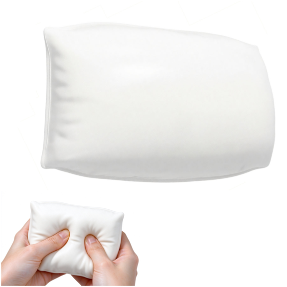White Pillow Squishy Toy with Crispy ASMR Sound, Block Filled Stress Relief Squeeze for Anxiety, Soft Sensory Fidget for Desk Sleep, White