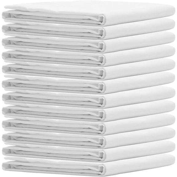 White Pillowcases, Standard Size, T-180 Thread Count Cotton (Pack of 6)