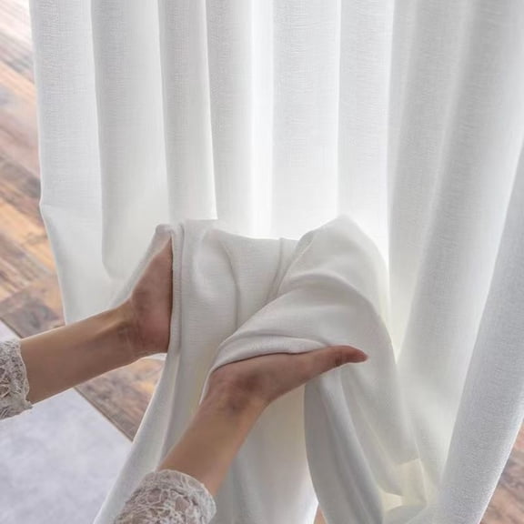White Pinch Pleated Window Sheer Curtains 52" W x 106" L X 1 ,Allow Light Come in, Long Linen Window Curtains Drapes for Living Room Bedroom 1 Panel
