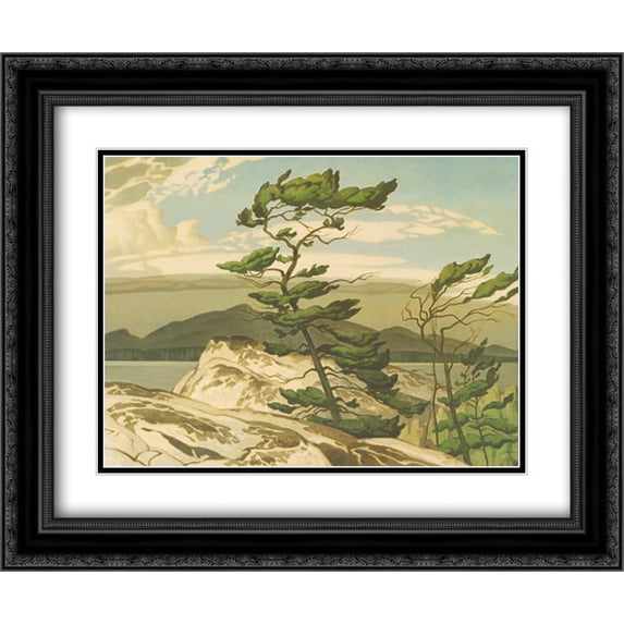 White Pine 2x Matted 16x14 Black Ornate Framed Art Print by A. J. Casson