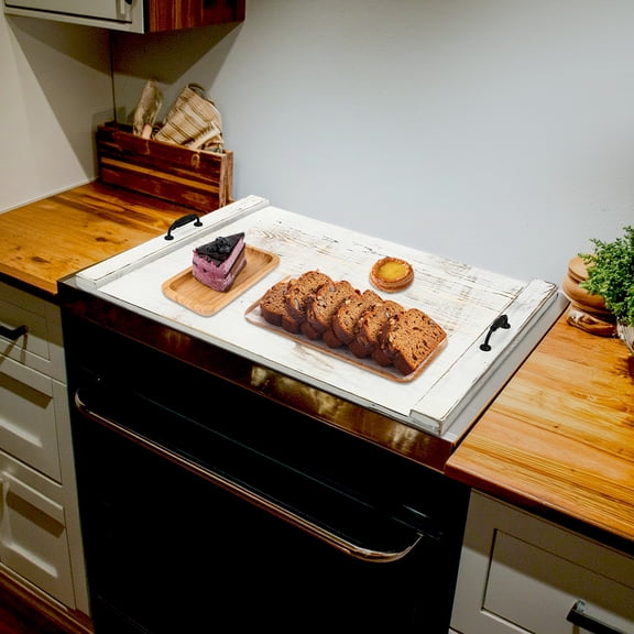 White Pine Cooktop Board 21.65*30.31 Inches Wood Stove Top Cover High Load-Bearing Tray Tank Cover