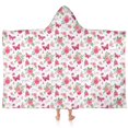thumbnail image 1 of White Pink Butterfly Flower Pattern Hooded Bath Towel，60"x35" for Ages 3 To 12 Kids, Quick Dry Lightweight Soft Microfiber Hood Beach Towel Cover Up for Kids, 1 of 7