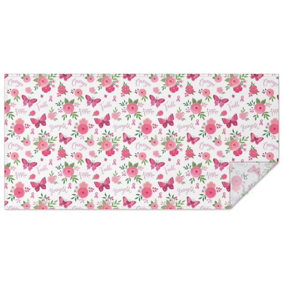 White Pink Butterfly Flower Pattern Rectangle Tablecloth 60"x120",Waterproof Polyester Rectangle Table Cloth, Wipeable Spillproof Polyester Tablecloth for Dining, Camping, Indoor and Outdoor