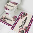 thumbnail image 1 of White Pink Daisy Bathroom Rugs Set Welcome Red Blue Plaid Linen Texture Non Slip Absorbent Soft Bath Mats 3 Piece Set with Bathroom Rug, U-Shaped Floor Mat, Toilet Seat Cover Large Size, 1 of 9