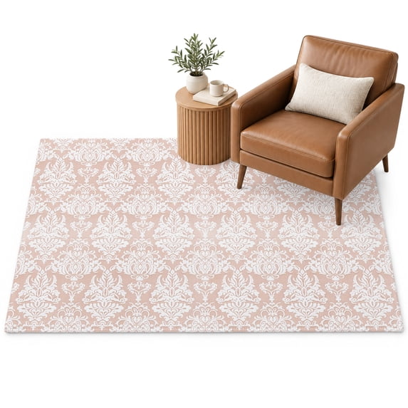 White Pink Flower Area Rug 2.7'x5', Middle East Soft Mat Non-Slip ...