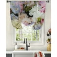 thumbnail image 1 of White Pink Flower Cluster Window Curtain for Living Room Bedroom Balcony Cafe Kitchen Tie-up Roman Curtain, 1 of 6