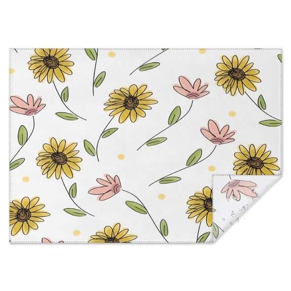 White Pink Flower Green Leaf Pattern Rectangle Tablecloth 60"x84",Waterproof Polyester Rectangle Table Cloth, Wipeable Spillproof Polyester Tablecloth for Dining, Camping, Indoor and Outdoor