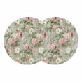 thumbnail image 1 of White Pink Flower Round 13 Inch Placemats Set of 2, Shabby Chic Spring Vintage Leaf Green HeatResistant Non Slip Place Mats for Dining Table, Wipeable Braided Kitchen Table Mats for Housewarming, 1 of 9