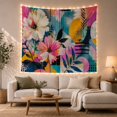 thumbnail image 1 of White and Pink Flowers in Textured Abstract Blocks, Energetic Psychedelic for Modern Art Lovers, Mixed Media Wall Art, Birthday Gift, Tapestry Wall Hanging for Living Room and Dorm, 1 of 7