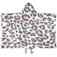 thumbnail image 1 of White and Pink Of Leopard Print Hooded Bath Towel，60"x35" for Ages 3 To 12 Kids, Quick Dry Lightweight Soft Microfiber Hood Beach Towel Cover Up for Kids, 1 of 7