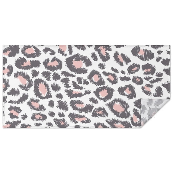 White and Pink Of Leopard Print Rectangle Tablecloth 60"x120",Waterproof Polyester Rectangle Table Cloth, Wipeable Spillproof Polyester Tablecloth for Dining, Camping, Indoor and Outdoor