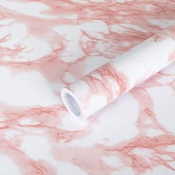 White/Pink Marble Contact Paper Granite Peel and Stick Countertops Self-Adhesive Wallpaper Cabinets Drawer Shelf Wall Crafts Wall Paper Decorations 35.4 in x 118 in