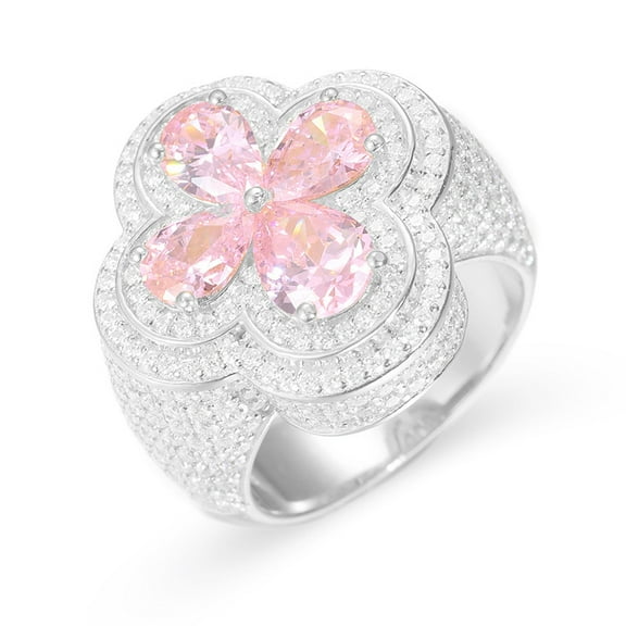 White & Pink Moissanite Ring for Women D Color VVS1 925 Sterling Silver Moissanite Wedding Bands Simulated Diamond Wedding Rings Diamond Ring