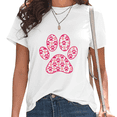 thumbnail image 1 of White Pink Paw Print Pattern Dog Mom Tshirt Graphic Tees Shirts Coquette Pet Parent Fashion Birthday Gift Casual Wear Tops S-5XL, 1 of 5