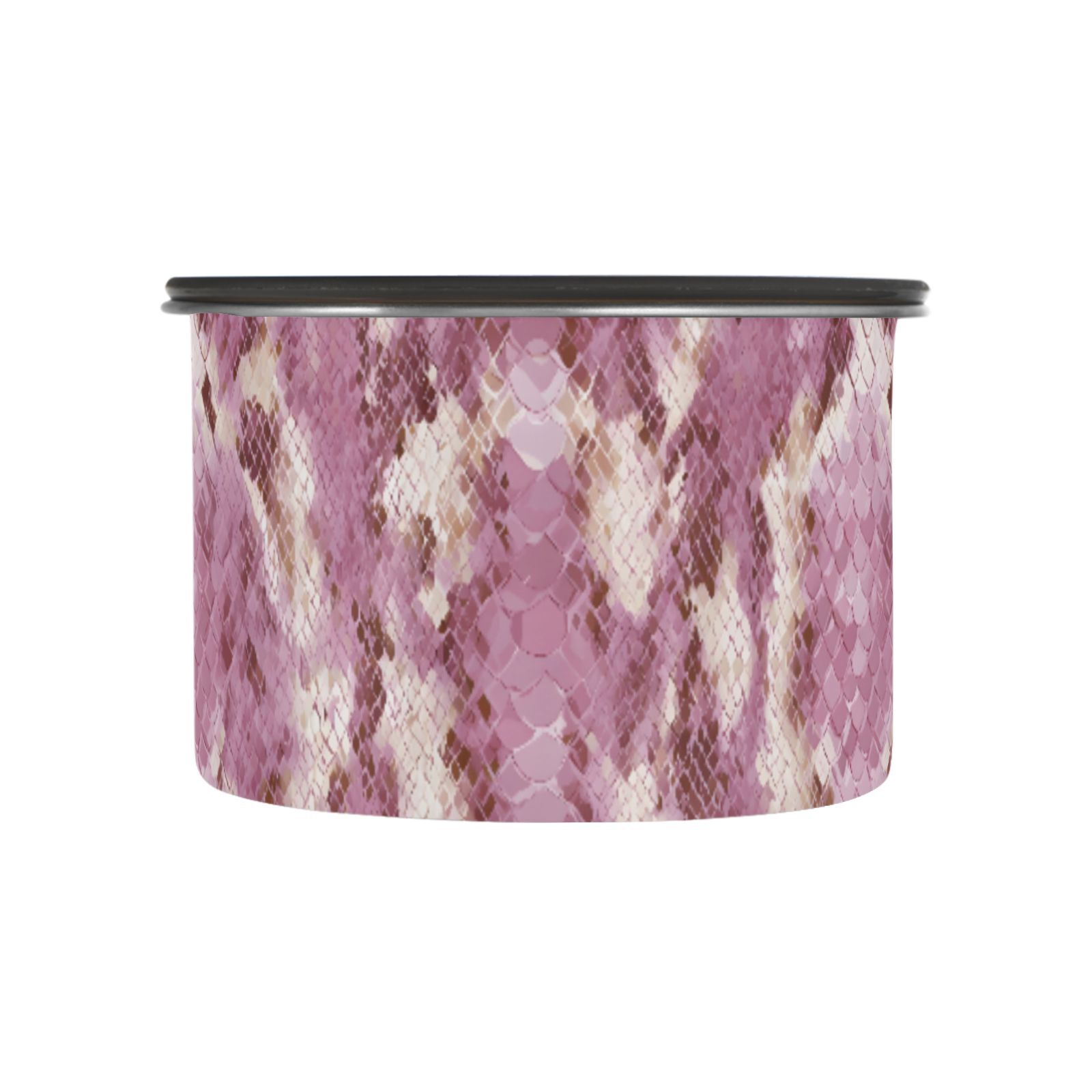 White Pink Snake Print Airtight Coffee Bean Canister 17oz Food Storage
