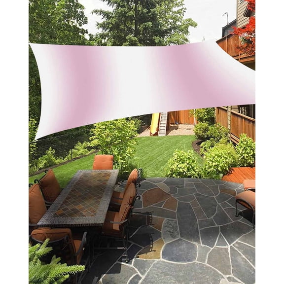 White Pink Waterproof Sun Shade Sail Gradient Modern Ombre Art Outdoor Patio Sun Shades Canopy UV Block Waterproof Sunshade for Garden Backyard Deck Pergola 8x10 Ft