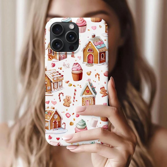 White, Pink and Brown Gingerbread House and Cupcake Tough Case for Apple iPhone Series